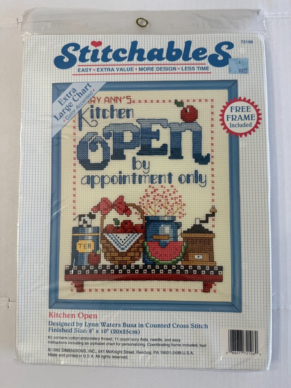 Dimensions Stitchables "Kitchen Open" Cross Stitch Kit Vintage